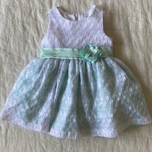 American Princess White and Mint Lace Party Dress Size 18 Months